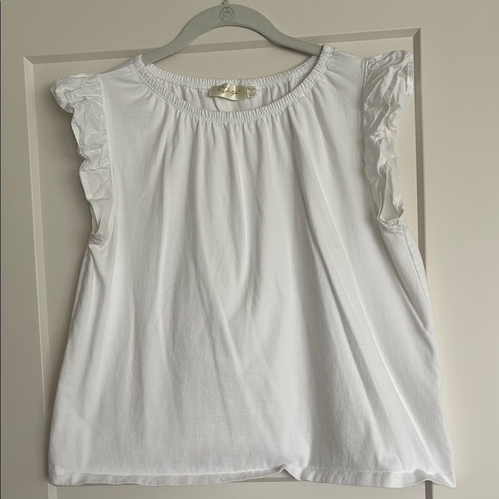 White Ruffle Sleeve Top